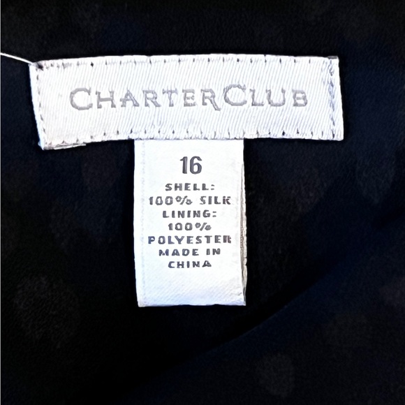 Charter Club 100% Silk Blue Black Abstract A-Line Skirt Size 16 - Picture 3 of 3